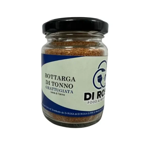 Vaso da 50 g di bottarga di tonno grattugiata, condimento mediterraneo